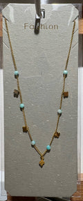 Turquoise Bead Diamond Necklace - W14-0220