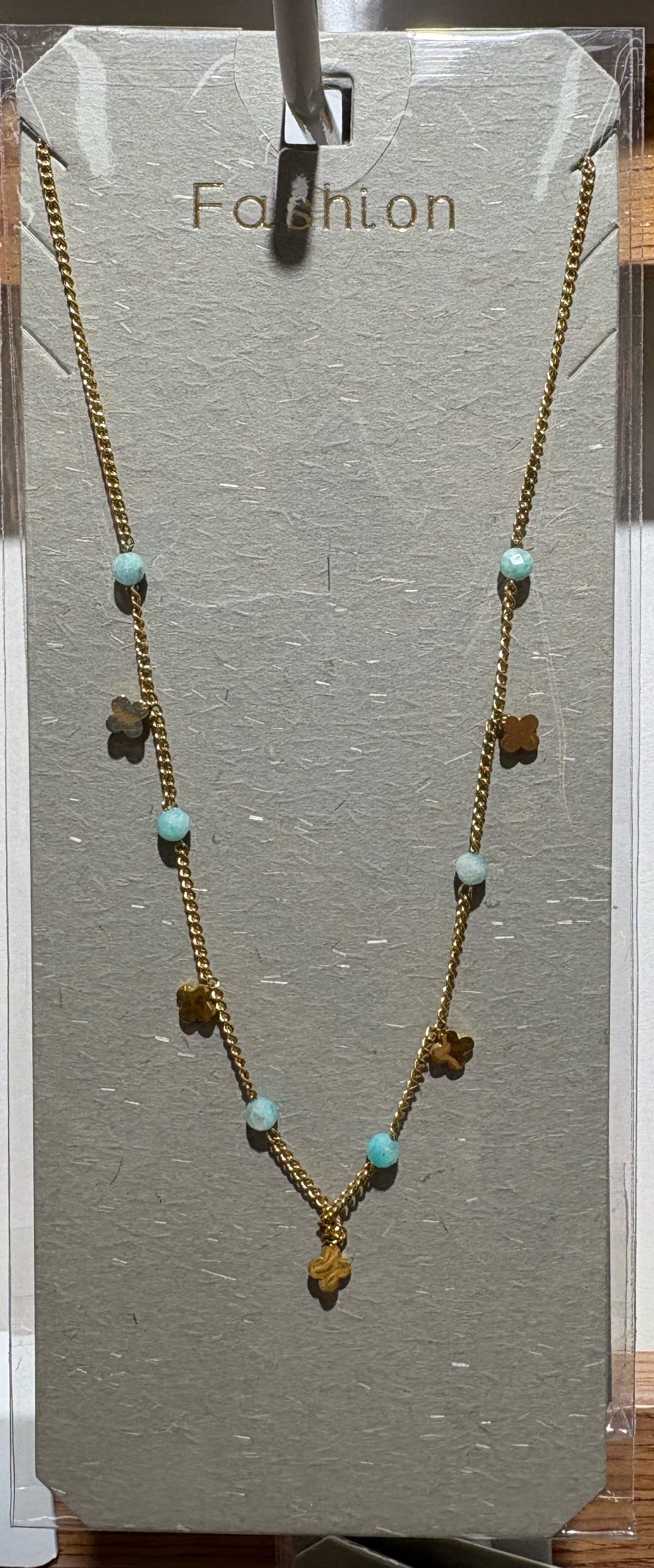Turquoise Bead Diamond Necklace - W14-0220