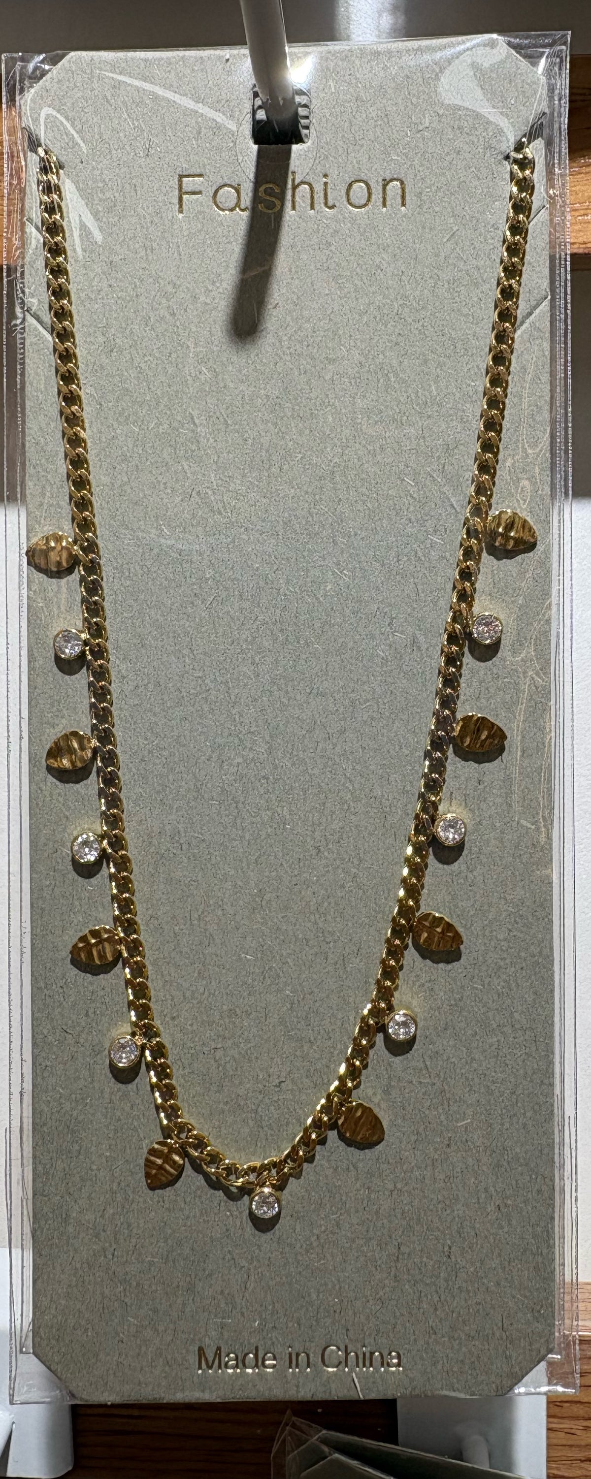 White Bead Disc Fringe Necklace - W14-0225