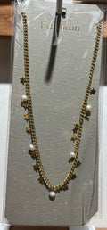 White Bead Fringe Chain Necklace - W14-0229