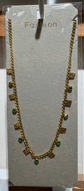 Green Bead Geometric Necklace - W14-0232