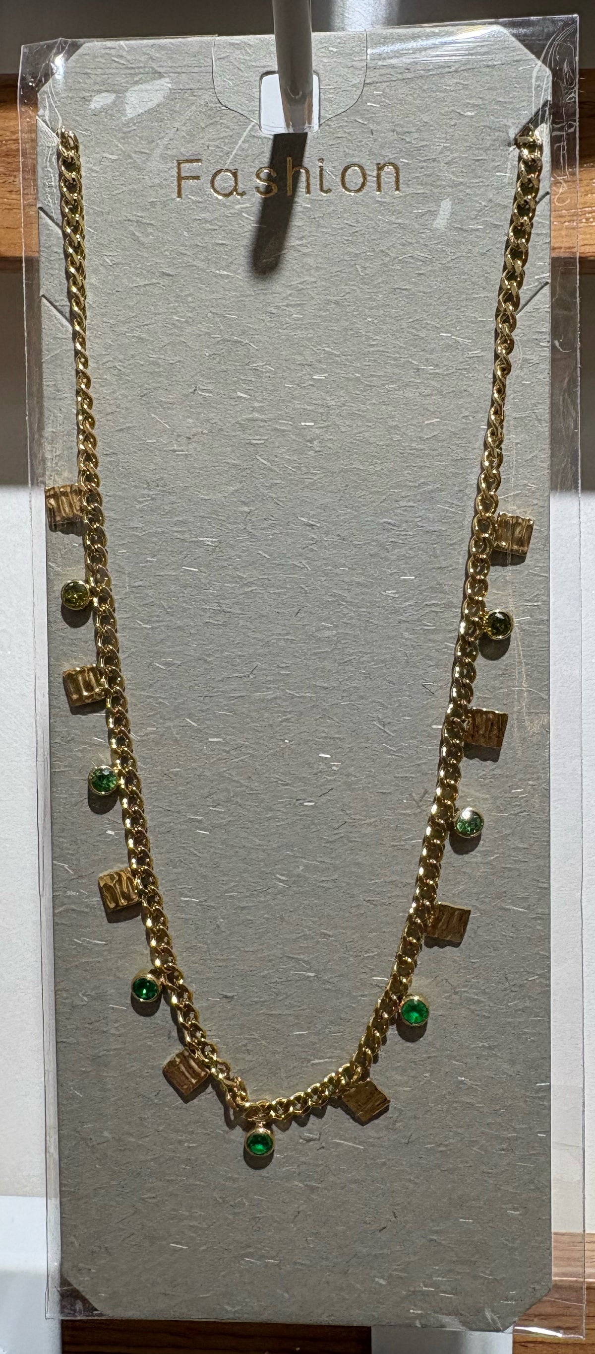 Green Bead Geometric Necklace - W14-0232