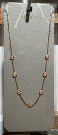 Pink Flower Station Necklace - W14-0238