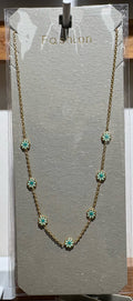 Turquoise Flower Station Necklace - W14-0239