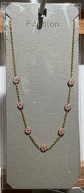 Purple Flower Station Necklace - W14-0240