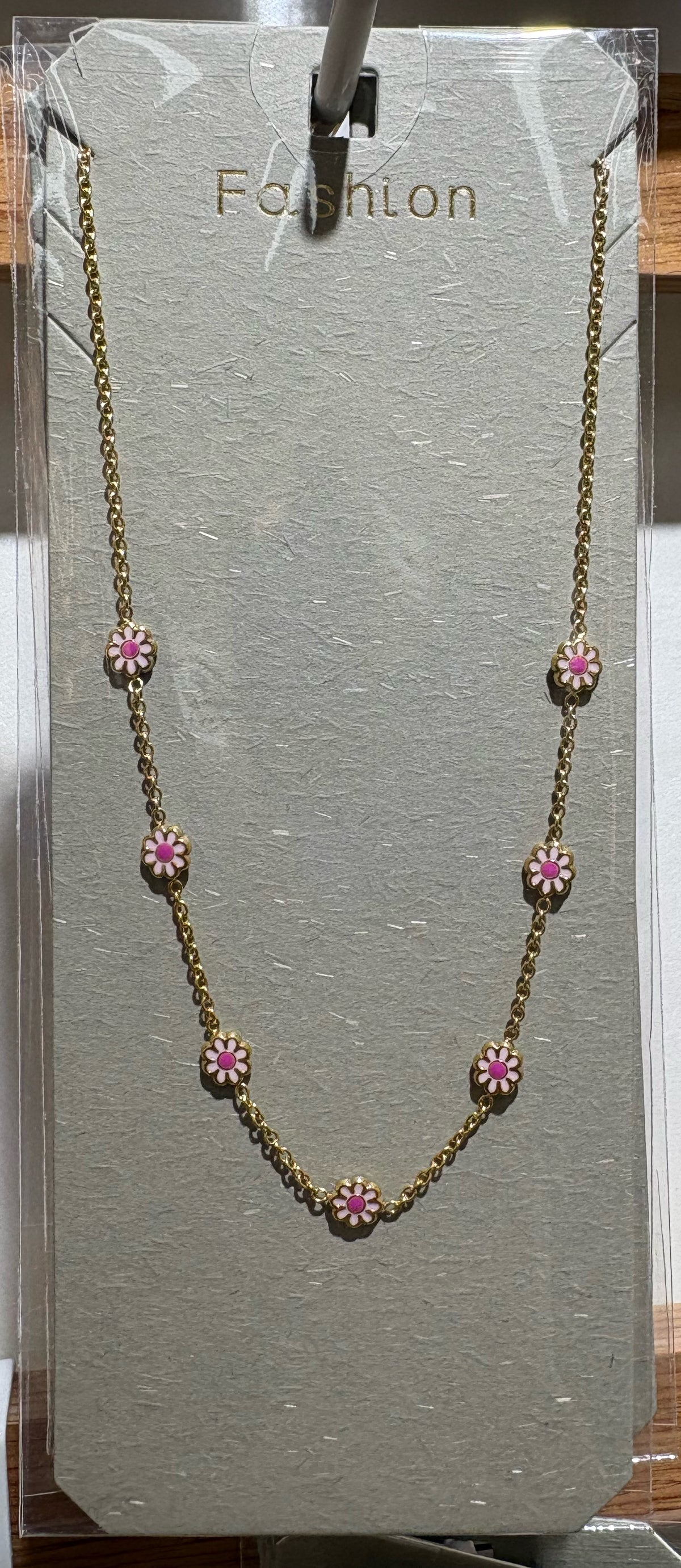 Purple Flower Station Necklace - W14-0240