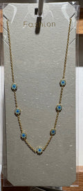 Blue Flower Station Necklace - W14-0241