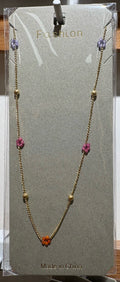 Colorful Flower Station Necklace - W14-0254