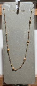 White Bead Disc Station Necklace - W14-0257