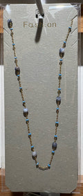 Blue Mixed Bead Necklace - W14-0260