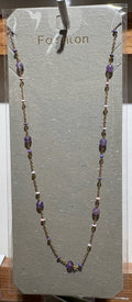 Purple Mixed Bead Necklace - W14-0261