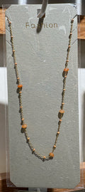 Orange Bead Charm Chain Necklace - W14-0263