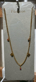 Pink Drop Star Charm Necklace - W14-0274