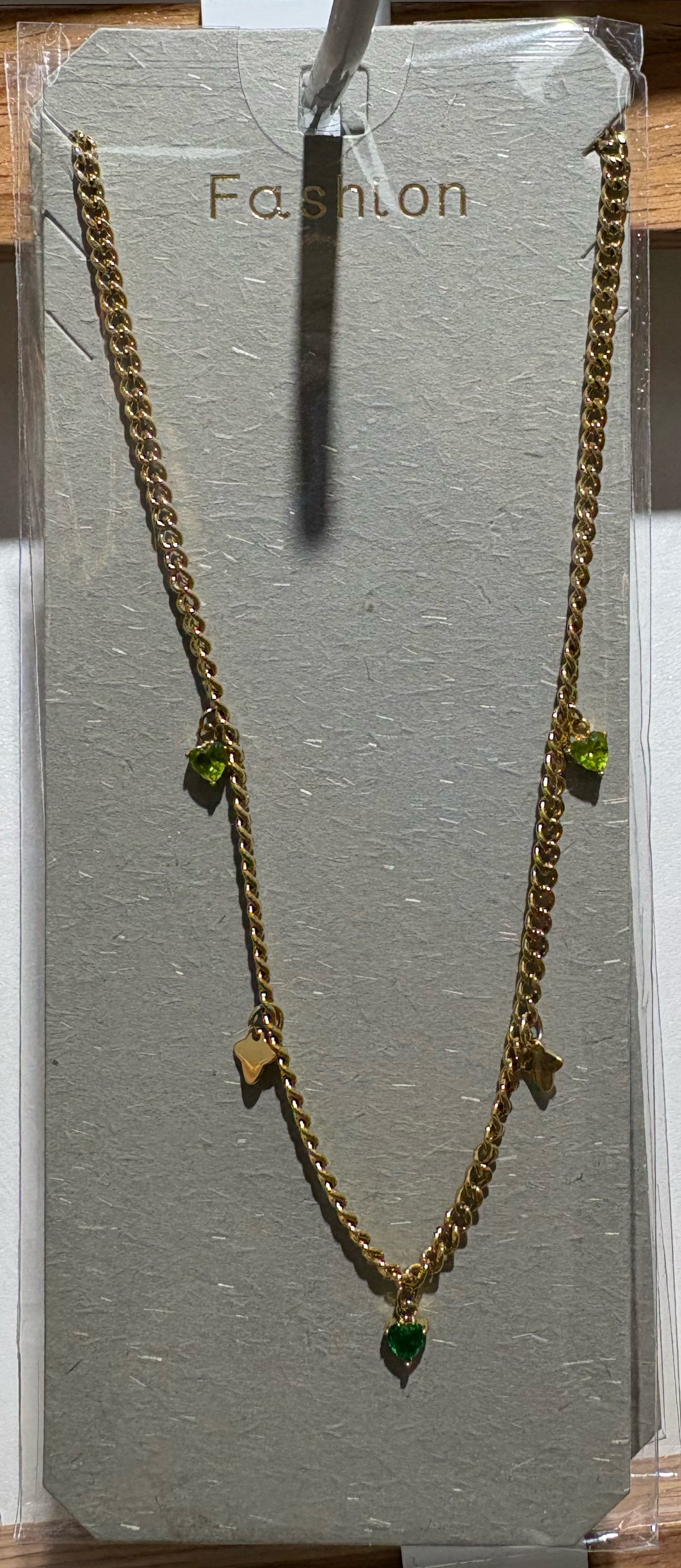 Green Drop Butterfly Necklace - W14-0276