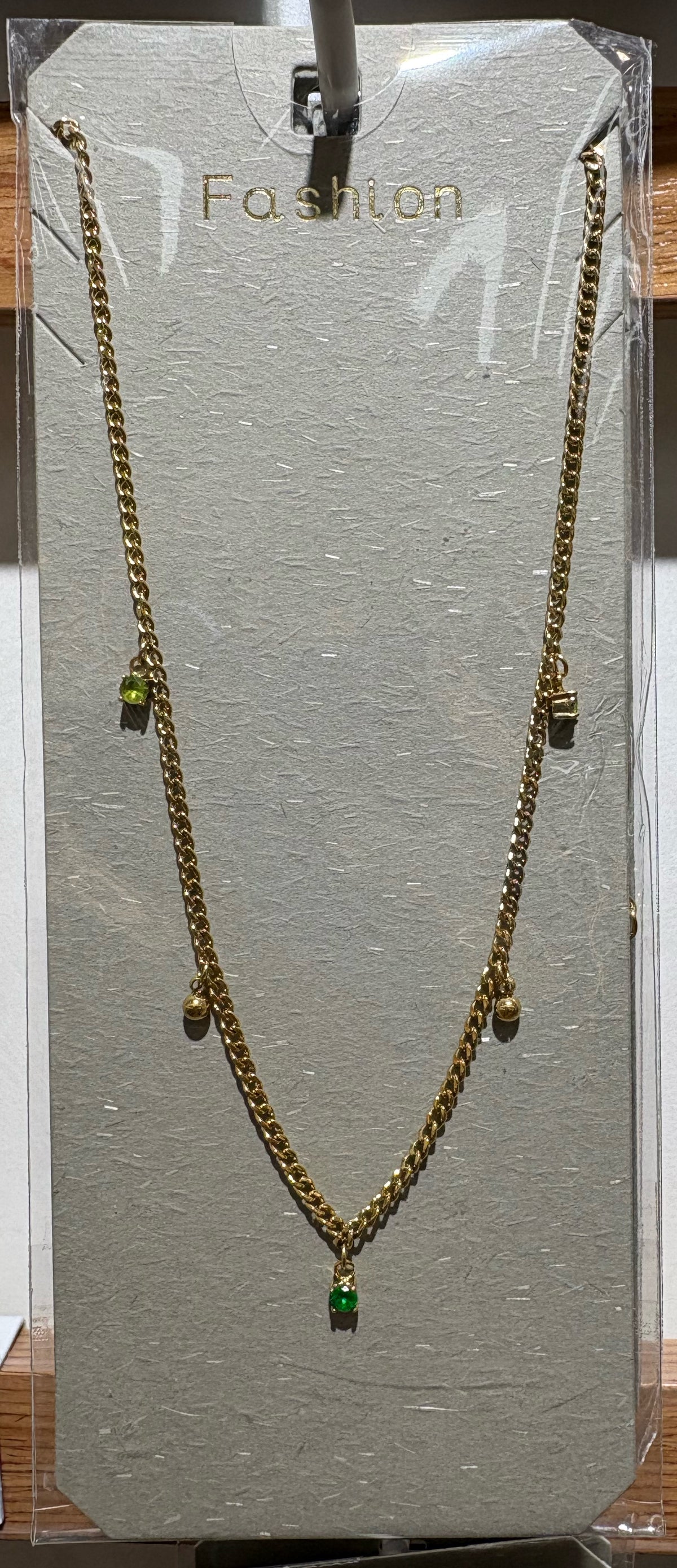 Green Drop Petite Charm Necklace - W14-0279