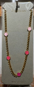 Pink Smiley Charm Necklace - W14-0282