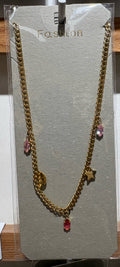 Pink Drop Mixed Charm Necklace - W14-0286