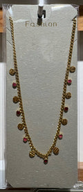 Pink Disc Fringe Necklace - W14-0298