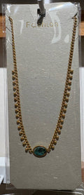 Green Oval Center Chain Necklace - W14-0303