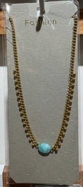 Turquoise Round Chain Necklace - W14-0308