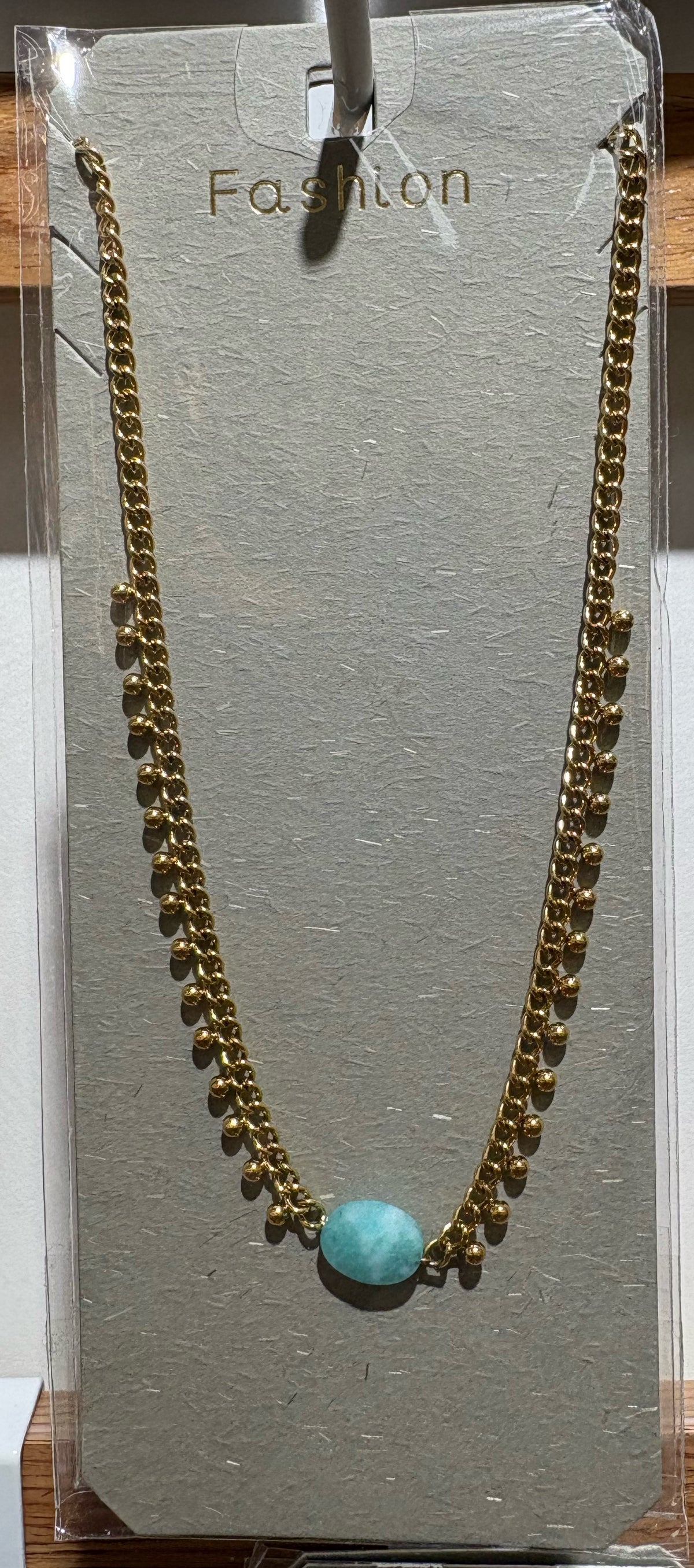 Turquoise Round Chain Necklace - W14-0308