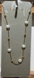 Large White Mixed Bead Necklace - W14-0312