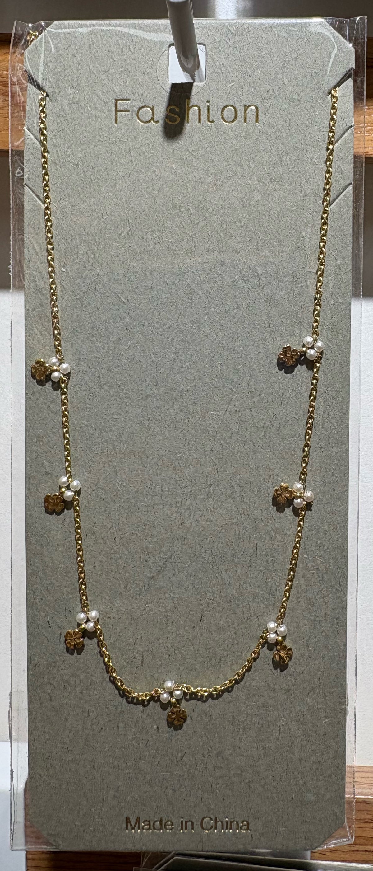White Bead Cluster Charm Necklace - W14-0313
