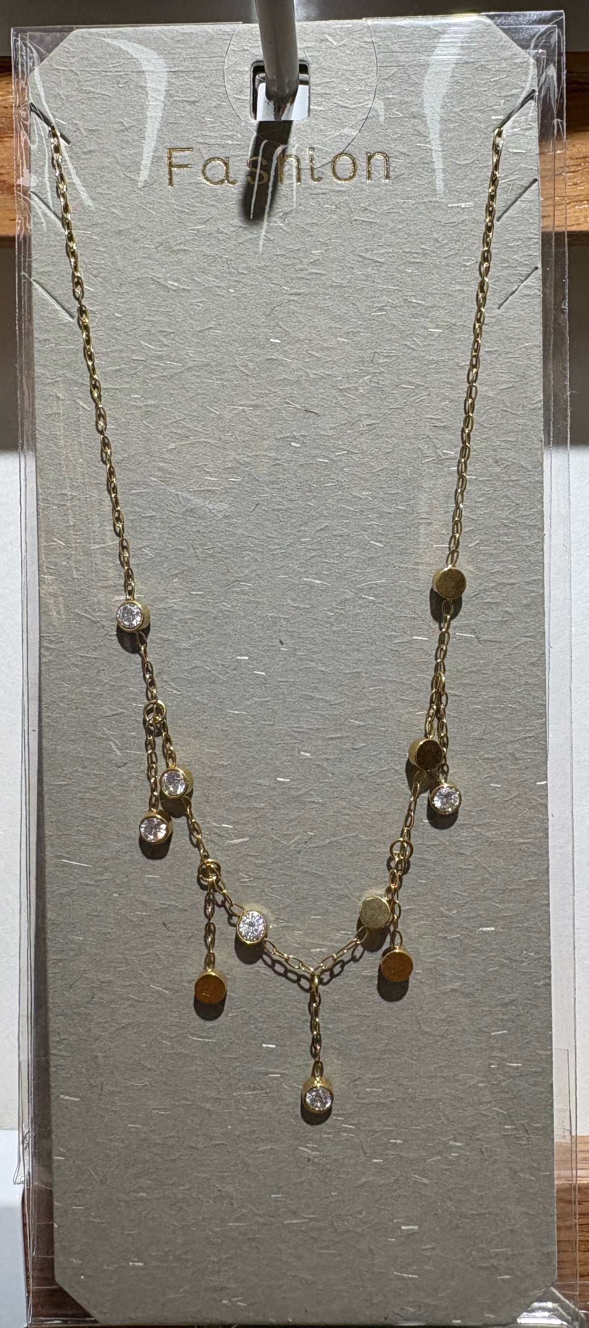 White Bead Teardrop Charm Necklace - W14-0314