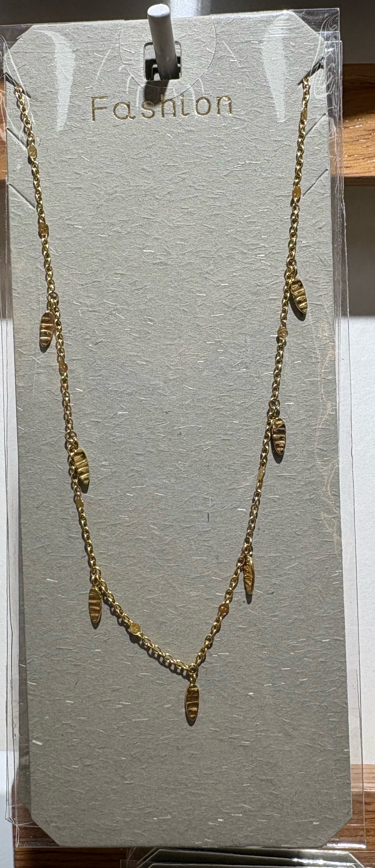 Leaf Station Chain Necklace - W14-0317