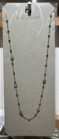Purple Bead Station Necklace - W14-0325