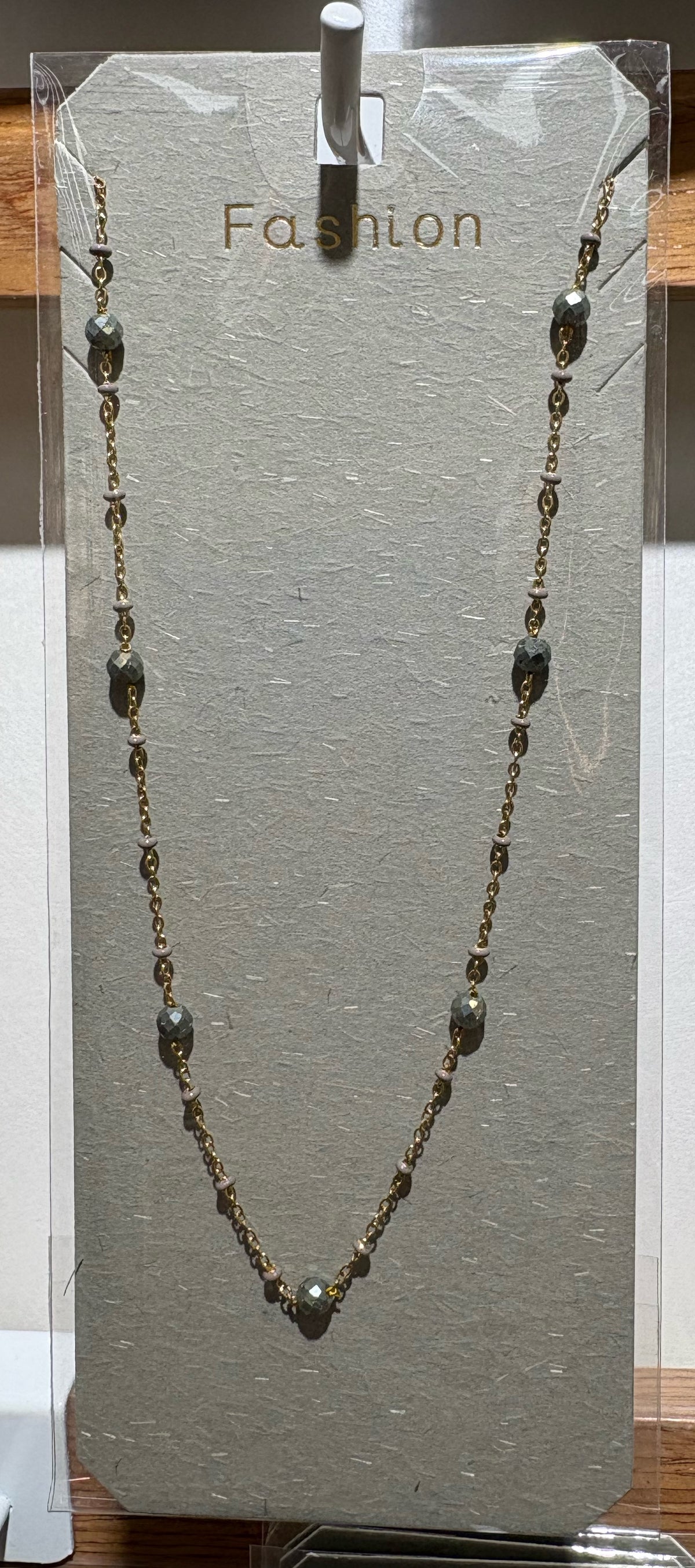 Dark Bead Station Necklace - W14-0330