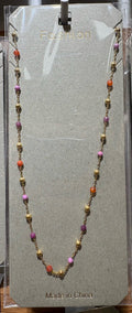 Multicolor Bead Station Necklace - W14-0335