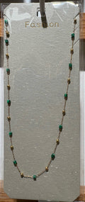 Green Bead Station Necklace - W14-0336