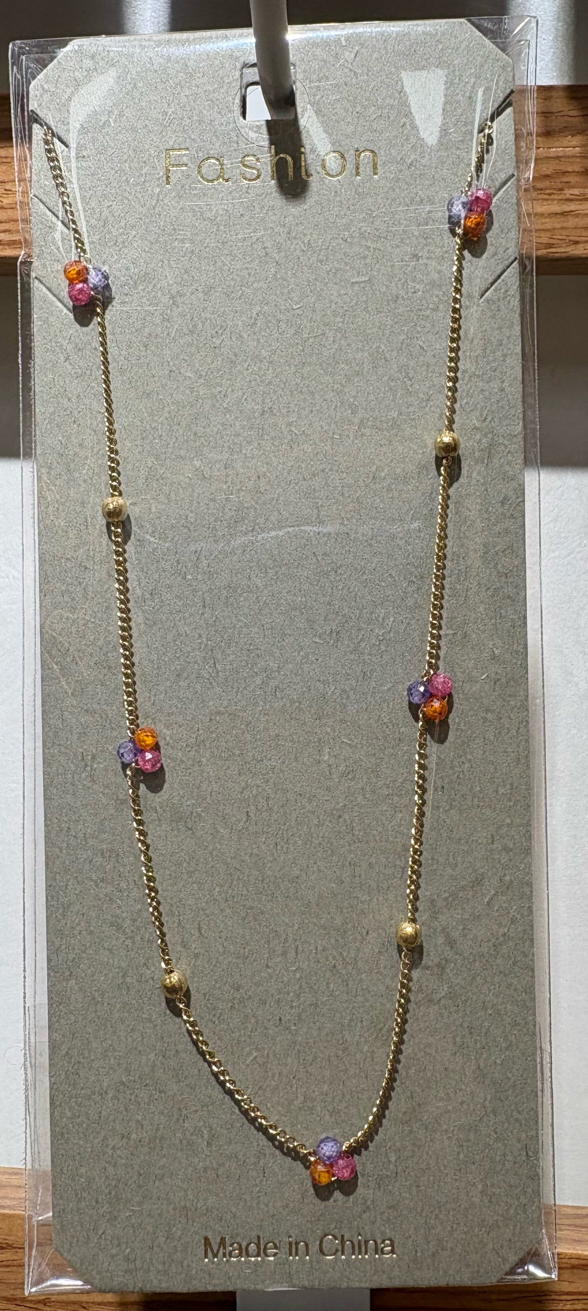 Colorful Round Bead Necklace - W14-0340