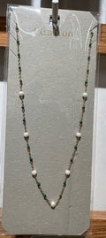 White Bead Station Necklace - W14-0344