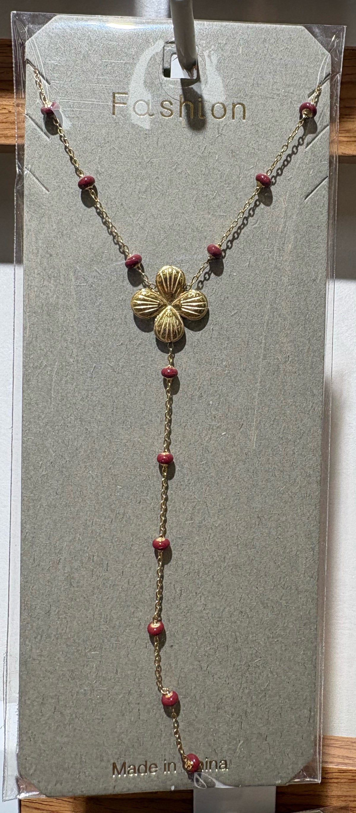 Flower Charm Y Necklace - W14-0346