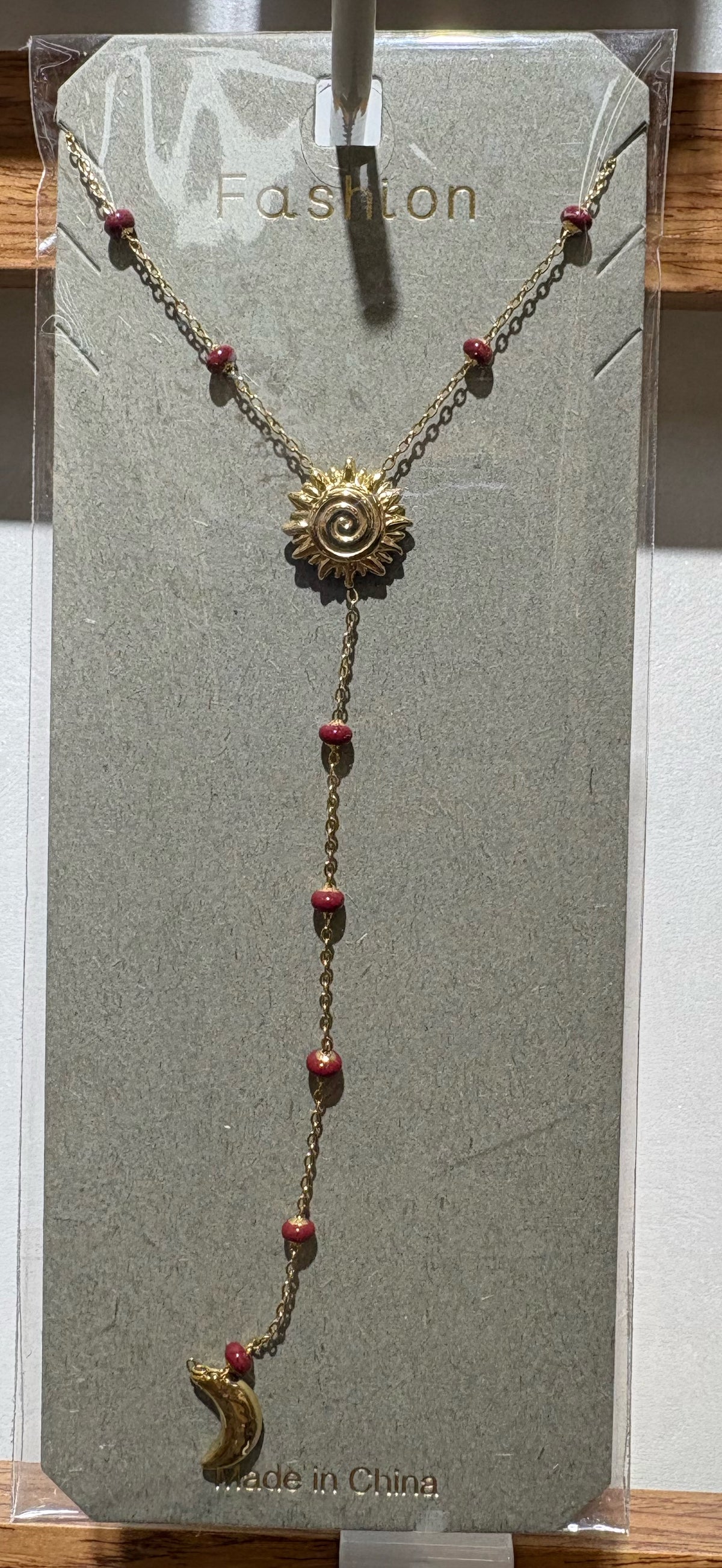 Sun and Moon Y Necklace - W14-0347