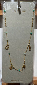 Turquoise-Tone Charm Necklace - W14-0351