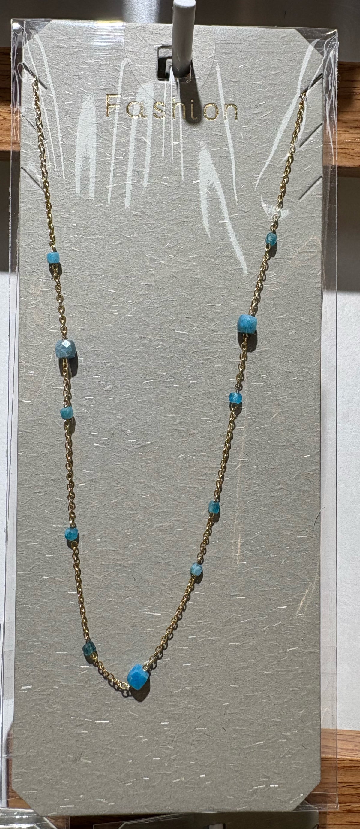 Blue Round Bead Necklace - W14-0353