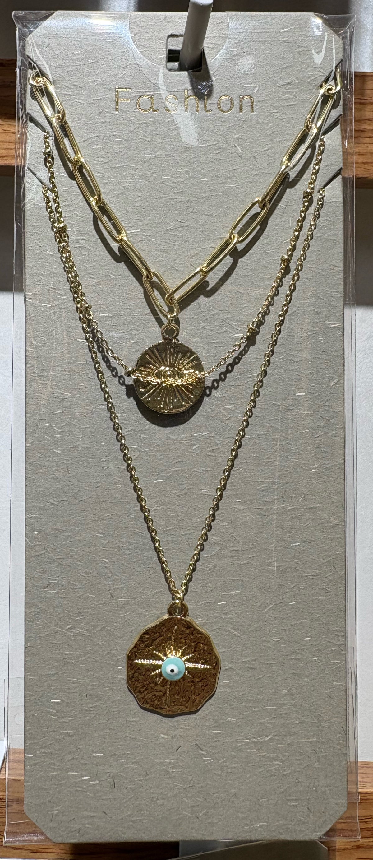 Layered Coin Pendant Necklace - W14-0356