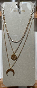 Layered Crescent Moon Necklace - W14-0357