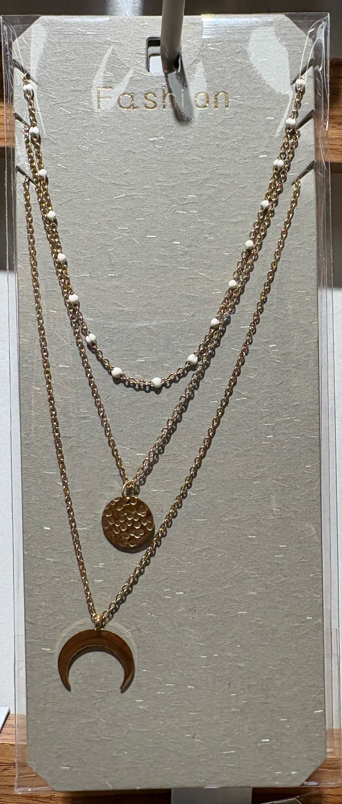 Layered Crescent Moon Necklace - W14-0357