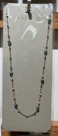 Blue Bead Station Necklace - W14-0366