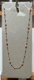 Peach Bead Station Necklace - W14-0368