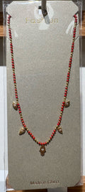 Red Bead Charm Necklace - W14-0371