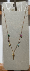 Colorful Bead Spike Necklace - W14-0372