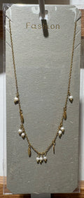 White Bead Fringe Necklace - W14-0384