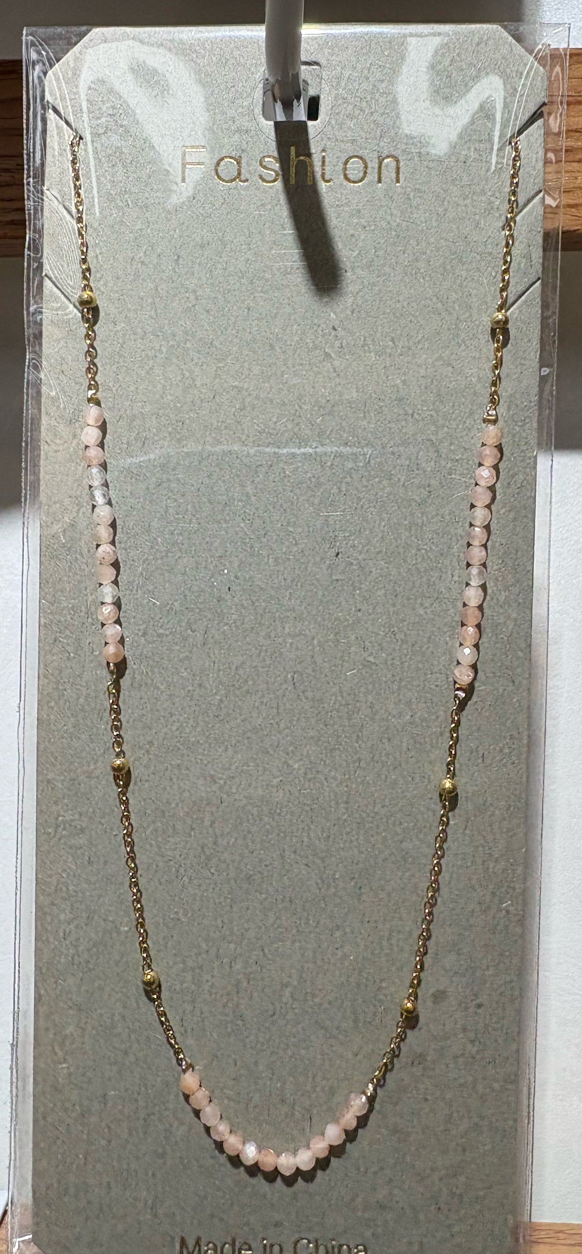 Blush Beaded Bar Necklace - W14-0397