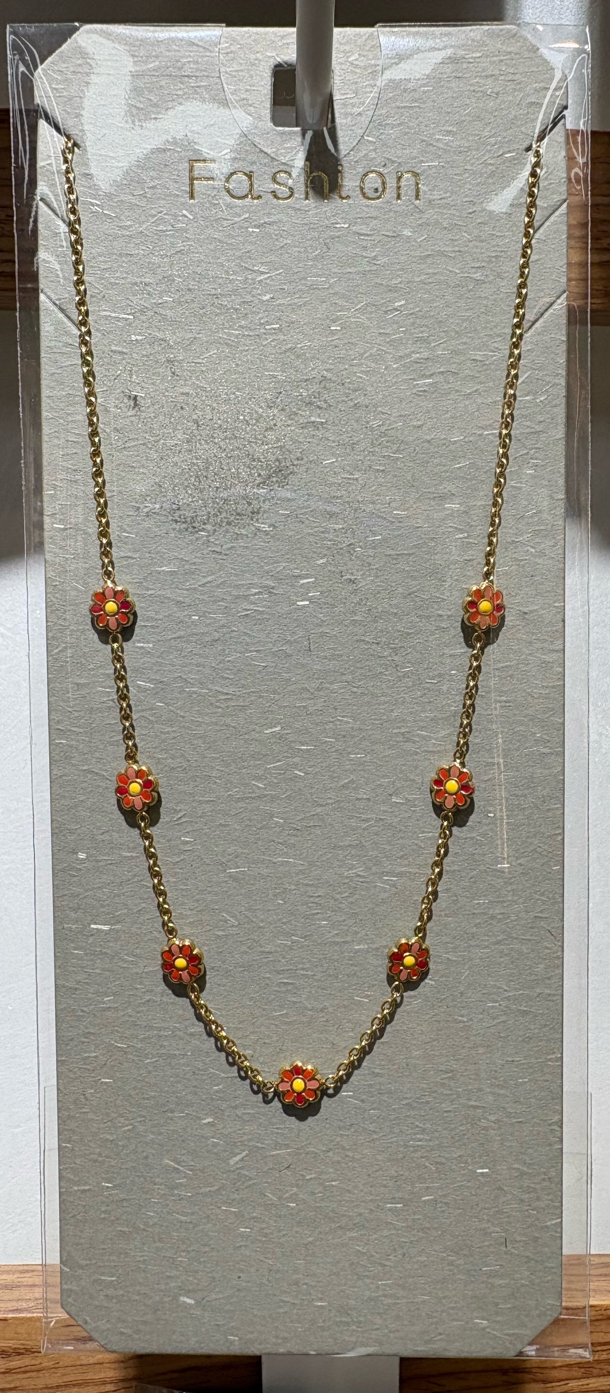 Orange Flower Station Necklace - W14-0403