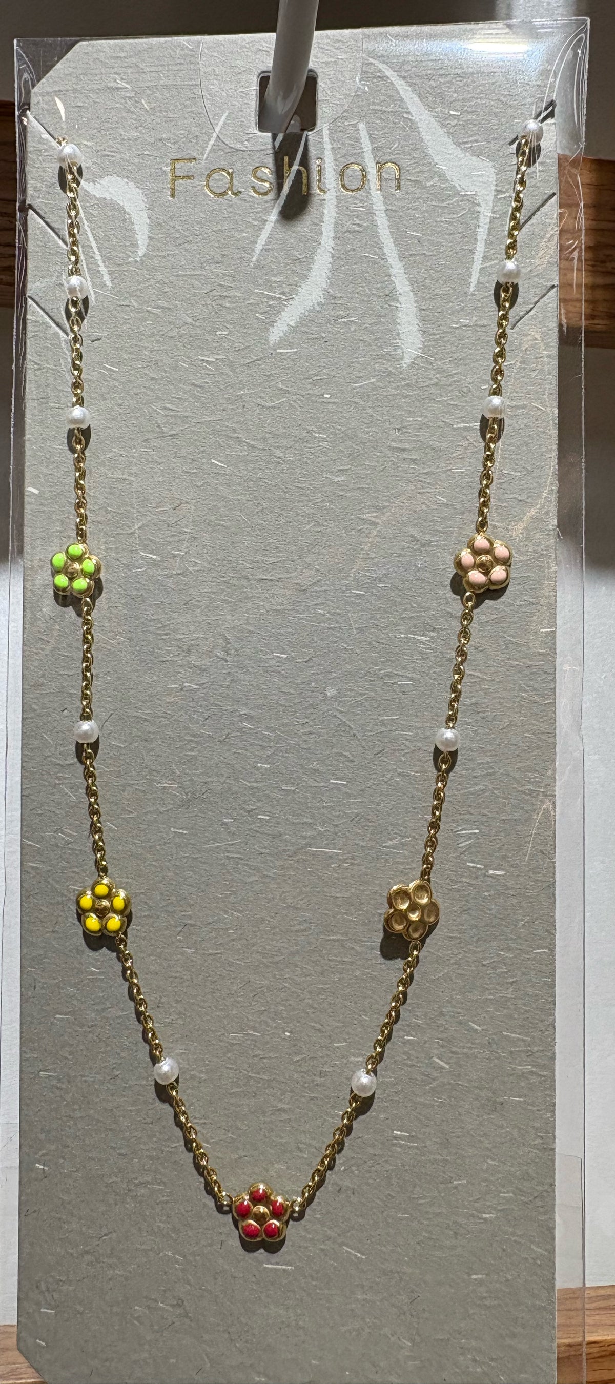 Colorful Flower Bead Necklace - W14-0406